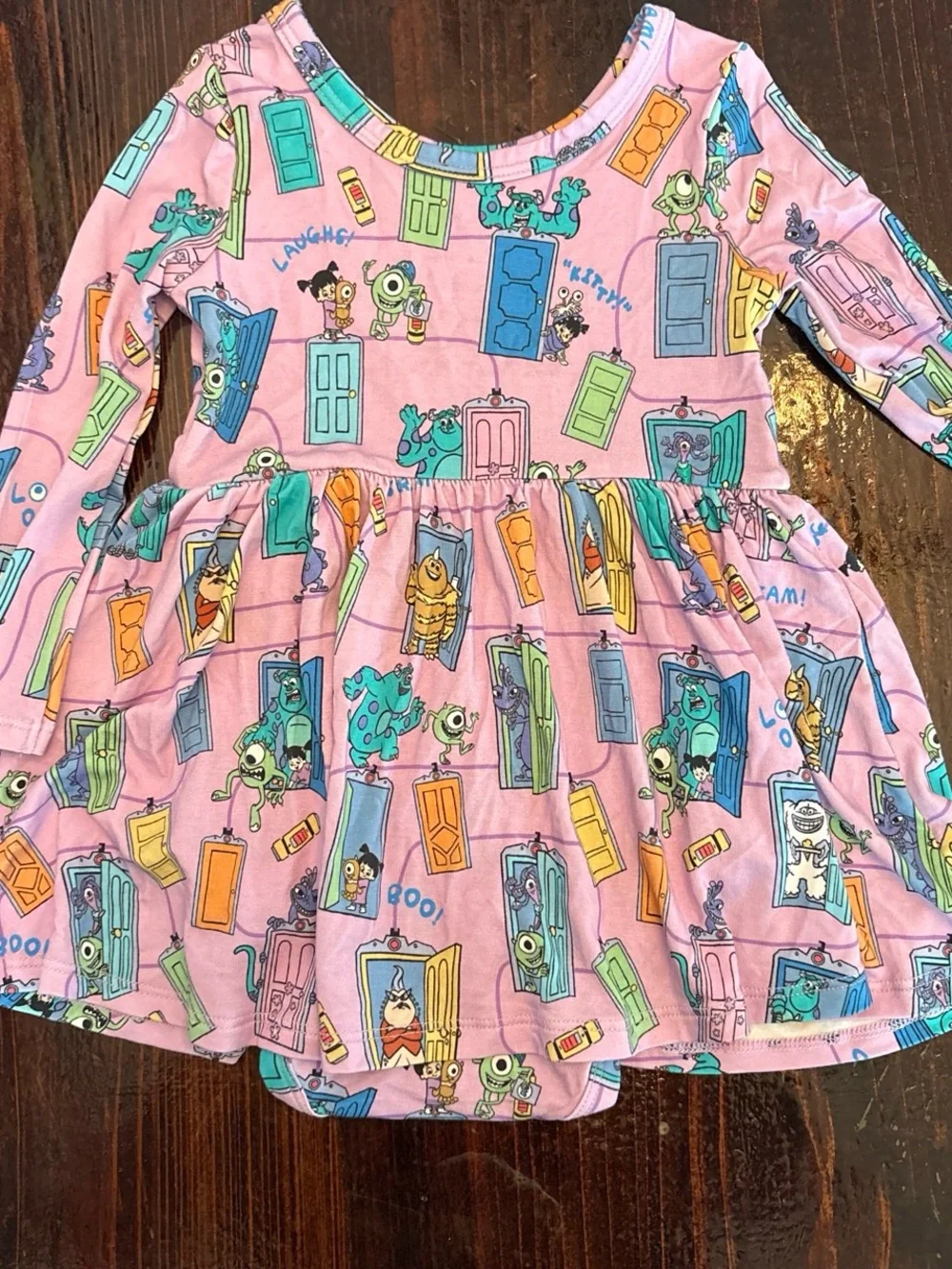 Little Sleepies Pink Monsters Doorprint Long Sleeve One-Piece